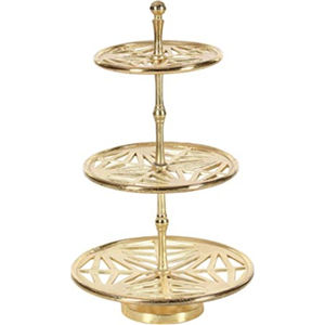Soporte para Pastel de Metal Dorado de 2 Niveles, Bandeja Cuadrada para Exhibición de Postres con Relieve y Asa, Elegante Plato para Servir en Bodas y Fiestas, en Oferta - Product Image 4
