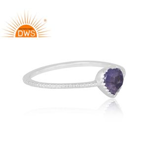 แหวนพลอยไอโอไลต์ธรรมชาติทำจากเงินสเตอริง925เครื่องประดับออกแบบได้ตามต้องการของขวัญสำหรับผู้หญิง - Product Image 4