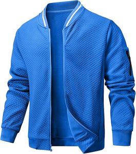 100% Cotton Customized Varsity <b>Jacket</b> <b>Long</b> Sleeves Waterproof Windproof Breathable Knitted Front Logo Spring - Product Image 4