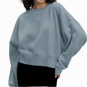 Sweat-shirt long oversize pour femme, automne-hiver, confortable, 100% coton polaire, décontracté, pour tous les jours - Product Image 6