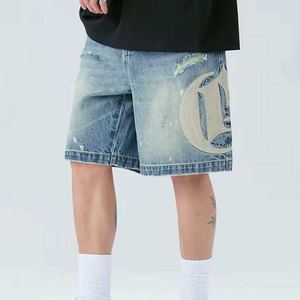 Arpenter jean shorts en gros en détresse double genou décontracté baggy denim mode logo premium qualité hommes short en jean - Product Image 2