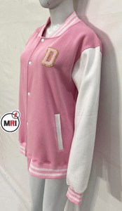 Women's Stylish Comfortable Full-Sleeve Baseball Varsity Jacket Button Welt Pockets Cotton-Filled <b>Printed</b> Embroidery Breathable - Product Image 5