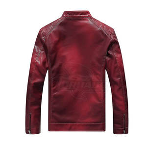 Chaqueta de Motociclista de Cuero para Hombre, Talla Grande, con Cuello Alto, Color Sólido, Invierno, Personalizable, Ecológica, de Secado Rápido y Transpirable - Product Image 2