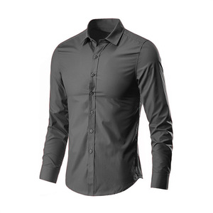 Chemise habillée blanche à manches longues pour homme, coupe classique, col rabattu, simple boutonnage, tissée, formelle et décontractée, pour l'automne 2026, personnalisable - Product Image 4
