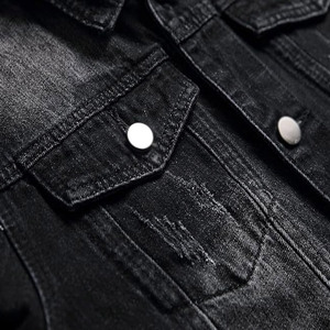 Winter <b>Jacket</b> <b>Men</b> Wear Long Sleeve Covered With Button Best Selling Stylish Black Color <b>Denim</b> Jean <b>Jacket</b> - Product Image 4