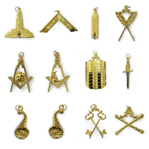 Gioiello Collare Massonico Oro Placcato Con Strass E Piramide, Regalia Potentato, Nuovo