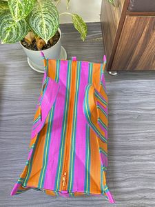 กระเป๋าช้อปปิ้งผ้าไนลอนอินเดียแบบใช้ซ้ำได้ทำมือลายทางเป็นมิตรต่อสิ่งแวดล้อมผลิตจากอินเดีย - Product Image 2