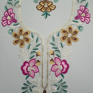 Col de cou brodé classique avec patchs en tissu de filet de travail à paillettes pour chemisier ethnique Kurti Saree robe utilisation de la mode à la mode - Product Image 1