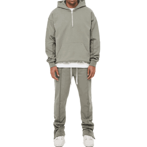 Sudadera con capucha deportiva de algodón con cremallera 1/4 de peso pesado para hombre, ropa atlética de gimnasio de gran tamaño de lujo con técnicas bordadas para invierno - Product Image 2