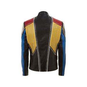 Multi-color Punk-estilo europeo y americano Motocicleta-Graffiti Printing-Rivet Chaquetas de mujer - Product Image 2