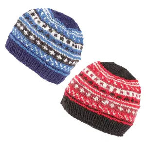 Top vente de laine mérinos bonnet tricoté à la main multicolore fait à la main au Népal