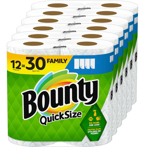 กระดาษเช็ดมือ Bounty Quick-Size 2 ชั้น ผลิตจากเยื่อไม้บริสุทธิ์ แบบพับเดี่ยว สีขาว 12 ม้วนใหญ่สำหรับครอบครัว 3 ม้วน = 36 ม้วน - Product Image 3