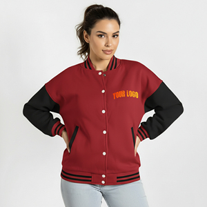 Nouvelle arrivée 2026 Veste de baseball varsity pour femmes, taille plus, logo personnalisé, bicolore, teinte avec des perles - Product Image 4
