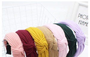 Fasce per Capelli Annodate alla Moda per Donne e Ragazze, <span class=keywords><strong>Turbante</strong></span> Largo Semplice, Fasce per Capelli con Nodo Incrociato in Colori Uniti - Product Image 4