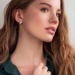 <b>Huggie</b> Hoop Earrings for Women 925 <b>Sterling</b> <b>Silver</b> Round Cut Moissanite Engagement/Anniversary/Birthday Gift For Her/Women - Product Image 2