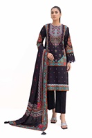 Pakistanais indien femmes tenue décontracté brodé Kurta plaine pantalon imprimé Dupatta ensembles hiver porte 3 pièces costume dames