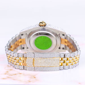 Luxury Iced Out Moissanite <b>Quartz</b> Movement 5mm Thick Stainless Steel <b>Watch</b> Studded Band for <b>Men</b> - Product Image 3