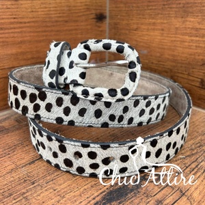 Nouveaux cheveux fabriqués à la main sur imprimé Animal Western femmes ceinture à la main 100% en cuir véritable Style Boho couverture de fourrure boucle ceinture pour jean - Product Image 1