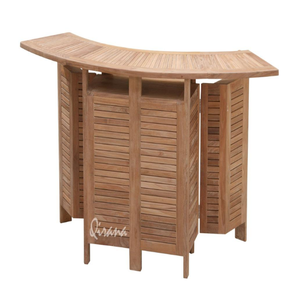 โต๊ะบาร์ไม้สักพับได้หรูหราทันสมัยเรียบง่ายพร้อมวัสดุทองเหลืองทนทานสำหรับเฟอร์นิเจอร์ในบ้านบาร์ร้านอาหาร - Product Image 1