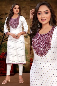 เรยอนผู้หญิงสําเร็จรูป Heavy พร้อมงานปักและลําดับ kurti - Product Image 2