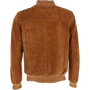 Veste en cuir suédé marron personnalisable de haute qualité pour hommes col montant avec fermeture à glissière Style de mode décontracté - Product Image 3