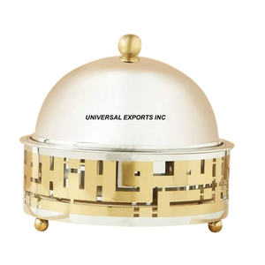 Stainless Steel <b>Food</b> <b>Warmer</b> Round Shape Tabletop Designer Casserole Hot Selling Wedding Buffer Metal Hotpot - Product Image 2