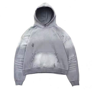 OEM Vintage Style Distressed Hoodie Acid Wash Stone Design Hoodie High GSM 100% algodón orgánico 2025 tendencia producto Hoodies - Product Image 3