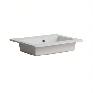 Lavabo a consolle Koricini 60 cm in marmo ricomposto bianco opaco senza foro per rubinetto - Product Image 3