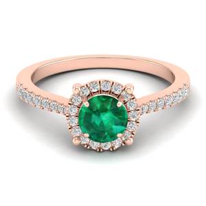 Anillo de Halo con Gema Esmeralda de Corte Redondo de 0.84 Quilates y Moissanita, Plata de Ley 925, Precio al por Mayor REYES, Joyería Fina para Mujer - Product Image 5