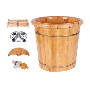 Seau de spa en bois d'acacia forme ronde en bois usine à la mode grand bain de pieds en bois bols de spa seaux - Product Image 3