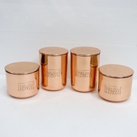 Conteneur de bougie en cuivre fait à la main avec couvercle, bocaux de bougie vides de luxe pour la fabrication de bougies avec logo personnalisé, boîte d'emballage personnalisée