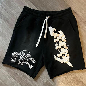 Acid Wash Sun Faded Purple Heavy 100% Cotton Shorts Vente en gros Custom Summer Skull Puff Print Distressed Sweat Shorts pour hommes - Product Image 4