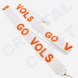 Go Vols Sangle de sac à main perlée Sangles de sac de perles de rocaille personnalisées en or blanc Accessoires Sacs Pièces de sac spéciales Accessoires - Product Image 1