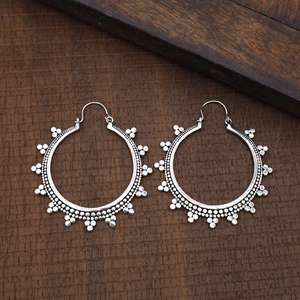 Exclusive Trendy 925 Sterling Silver Mandala Earrings Women's Sun Rays Hoop Jewelry for Parties Fine Fashionable <b>Wedding</b> Gift - Product Image 5