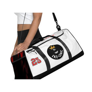 Bolsa de Viaje Deportiva Casual de Lujo, Modelo Be Iconic, Grande, de Cuero y Tela, con Cierre de Cremallera y Logotipo Impreso - Product Image 1