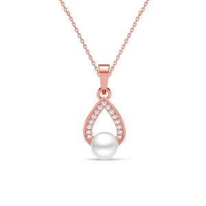 Pendentif en argent avec perle d'eau douce de Kashmir, serti clos, et chaîne élégante avec technologie d'incrustation - Product Image 1