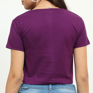 Service OEM Logo personnalisé Coton respirant T-shirt haut court d'entraînement sportif pour femmes T-Shirt été uni vierge - Product Image 6