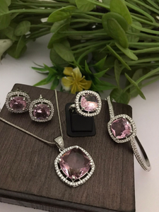 Conjunto combinado de circonia cúbica Premium para mujer, conjunto de collar, pendientes y pulsera, perfecto para bodas, fiestas y ocasiones especiales - Product Image 6