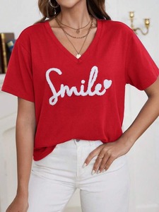 T-shirts chenille pour femmes T-shirt décontracté pour femmes T-shirt surdimensionné pour femmes - Product Image 2