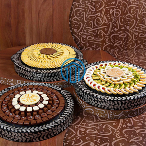 Vente en gros Plateau de service traditionnel du Ramadan avec incrustation de vadrouille Plateau élégant en nacre pour dattes, fruits et occasions spéciales - Product Image 1