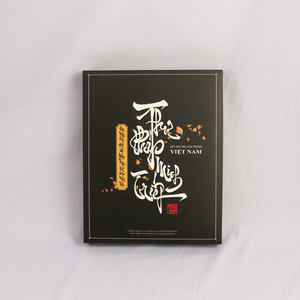 Coffret cadeau de calligraphie haut de gamme du Vietnam, couvercle et fond en carton ivoire avec marque personnalisée - Product Image 1