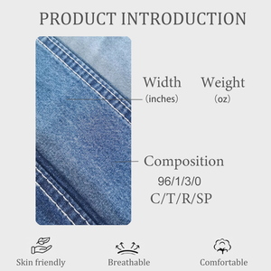 高品質100コットン軽量ウィービングデニム180cm幅ノンストレッチダークブルーデニム生地 - Product Image 2