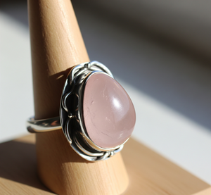 Haute qualité 925 argent mode bague dernière conception Rose Quartz cristal or placage bande pour les fêtes de mariage à la mode pour les femmes - Product Image 5