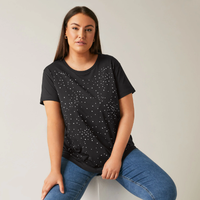 T-shirt décontracté en coton noir tie-dye grande taille pour femme, nouvelle collection, tendance, de marque, séchage rapide, OEM/ODM, surplus du Bangladesh