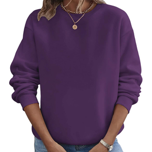 Sweat-shirt décontracté pour femme de haute qualité, 100% coton, logo brodé personnalisé, sweat-shirt à col rond surdimensionné - Product Image 3