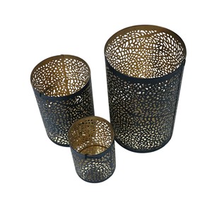 Luxurious Black Gold Metal Handmade Eco-Friendly <b>Candle</b> Stand <b>Set</b> 3 Best Home Tabletop Pillar Holders for Christmas Easter Decor - Product Image 1