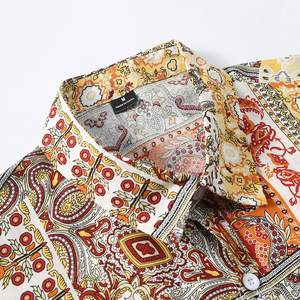 Chemises pour hommes style bohème hawaïen à manches courtes en coton boutonné série décontracté fleur voyage vacances - Product Image 3