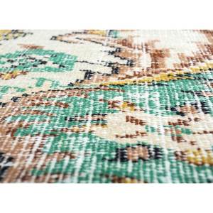 Tapis en laine noué à la main beige-brun vintage pour la maison - Idéal pour salon, couloir, entrée, chambre d'adolescent - Motif médaillon rectangulaire en puzzle - Product Image 3