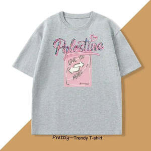 Love Palestine Printed <strong>T-Shirt</strong> 100% Cotton Jersey Slim Fit 200g <strong>and</strong> 300g Fabric Weighing 3D Printed Pattern - Product Image 5