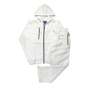 Venta al por mayor de fábrica Diseño de logotipo personalizado de algodón de lana de manga larga con cremallera Sudadera con capucha y pantalones Ropa deportiva Hombres Chándales de dos piezas - Product Image 3